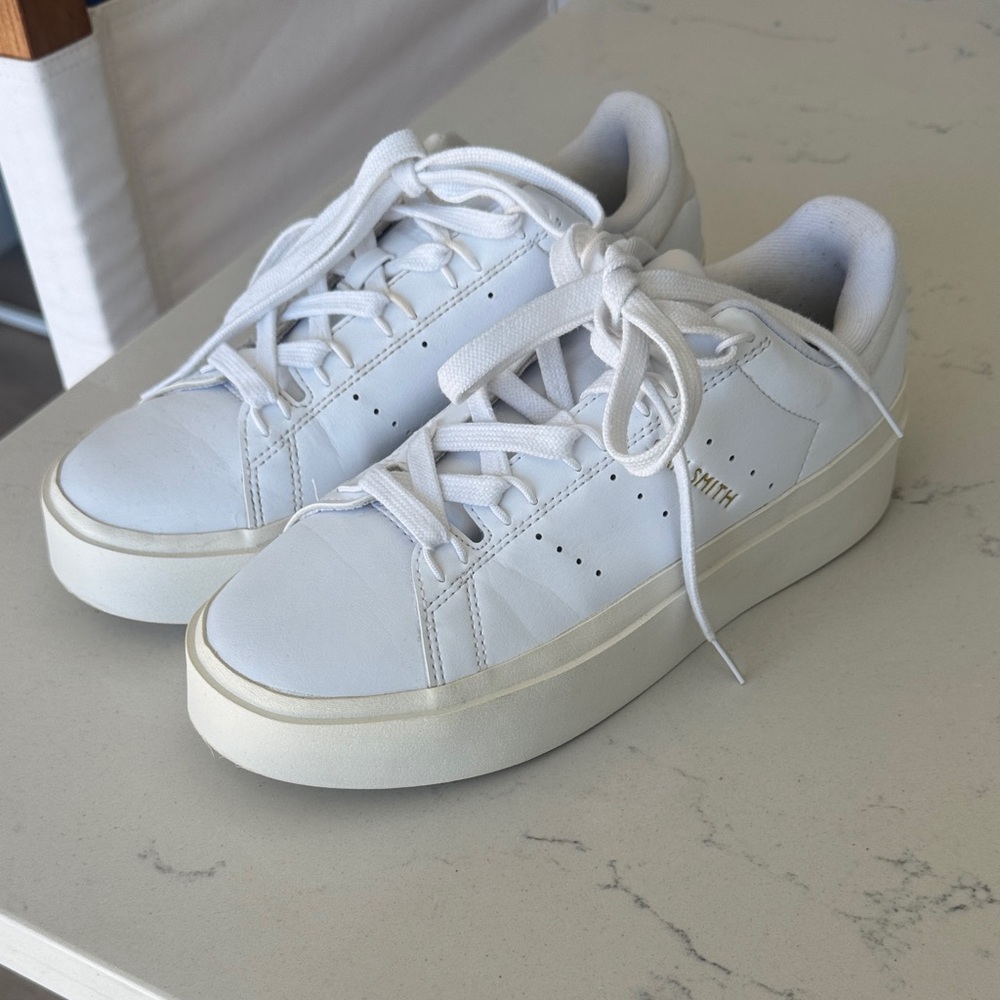 adidas Stan Smith Bonega all white platform sneaker Women size 7